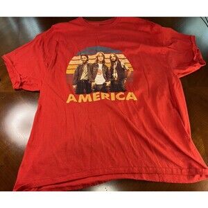 America Band Concert T Shirt Tee Short Sleeve Red Unkown Size (No Tag) See Pics